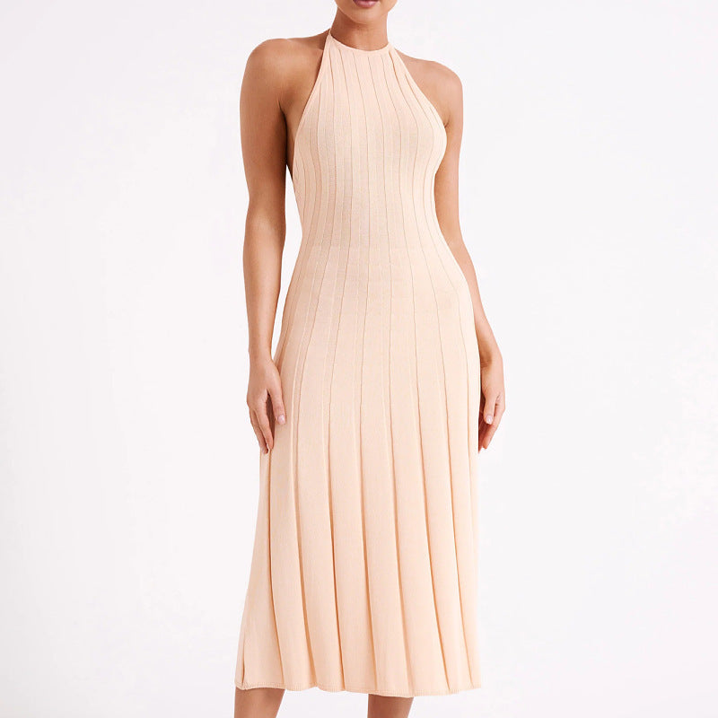 Robe Longue Plissée Halter
