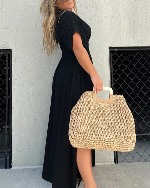 Robe Longue Élégante à Taille Froncée