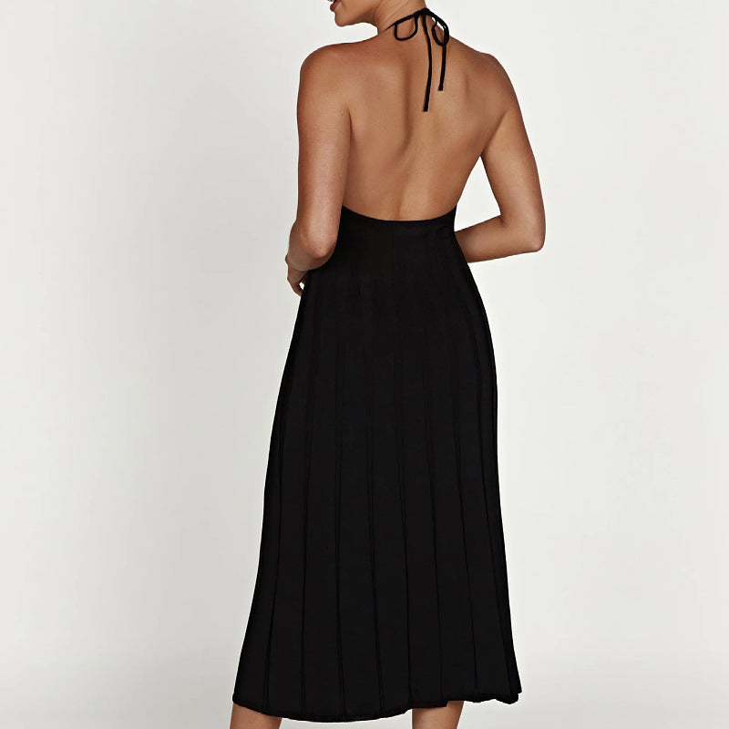Robe Longue Plissée Halter