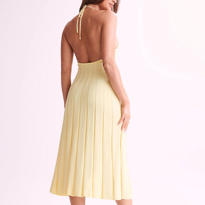 Robe Longue Plissée Halter
