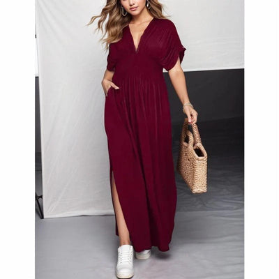 Robe Longue Élégante à Taille Froncée