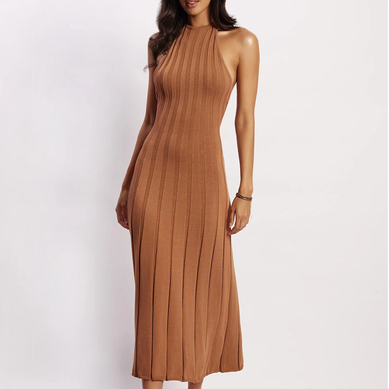Robe Longue Plissée Halter